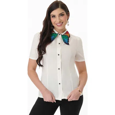 Unique Vintage Blouse With Embroidered Collar