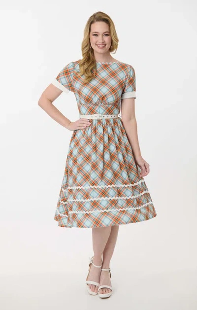 Unique Vintage Boatneck Ricrac Swing Dress