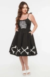 Unique Vintage Bobbie Swing Dress In Black Glow In The Dark