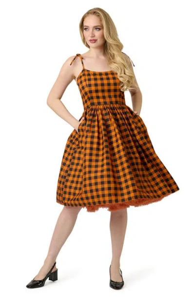 Unique Vintage Bobbie Swing Dress In Brown