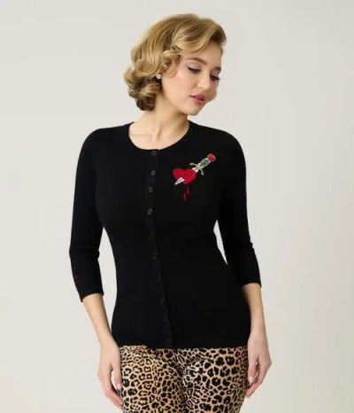 Unique Vintage Bookworm Cardigan In Black