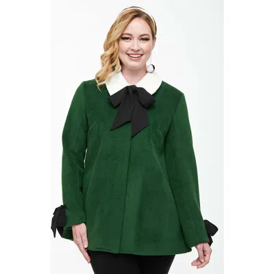 Unique Vintage Bow Topper Coat In Green