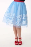 Unique Vintage Brilliance Swing Skirt In Baby Blue