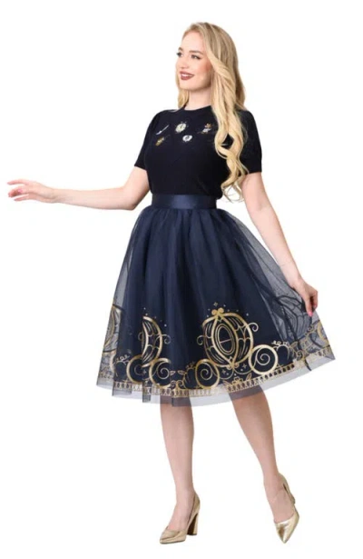 Unique Vintage Brilliance Swing Skirt In Blue