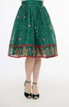 Unique Vintage Brilliance Swing Skirt In Green Gingerbread