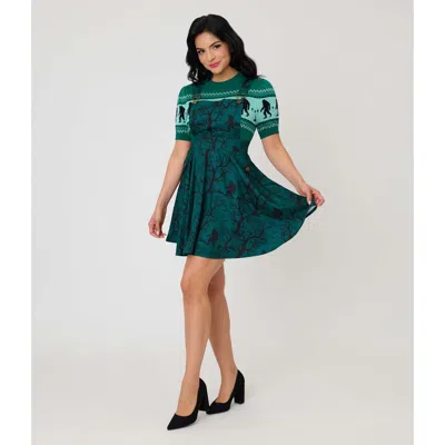 Unique Vintage Brionne Pinafore Skirt In Blue