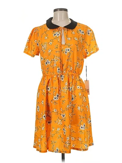 Unique Vintage Casual Dress In Orange