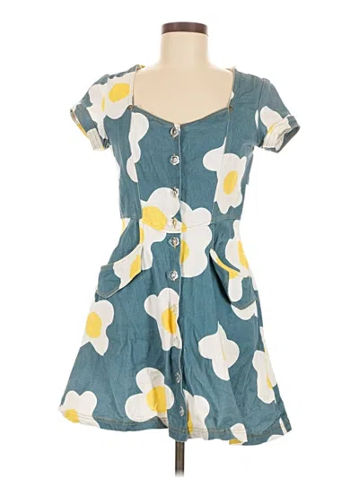 Pre-owned Unique Vintage Casual Dress In Teal