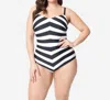 Unique Vintage Plus Size Chevron Stripe One Piece Bathing Suit