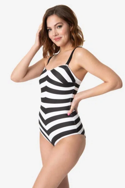 UNIQUE VINTAGE UNIQUE VINTAGE CHEVRON STRIPE ONE PIECE BATHING SUIT