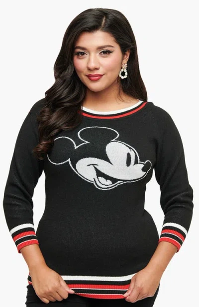 Unique Vintage Classic Knit Sweater In Black Mickey Mouse