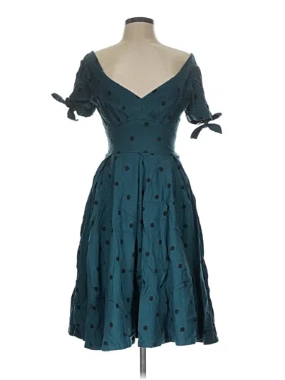 Pre-owned Unique Vintage Cocktail Dress In Teal
