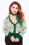 Unique Vintage Cropped Knit Cardigan In Green Mickey