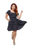 Unique Vintage Dakota Fit & Flare Dress In Navy Blue