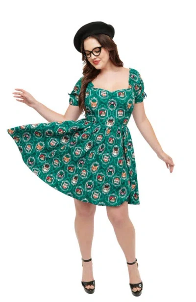 Unique Vintage Dakota Fit & Flare Dress In Teal