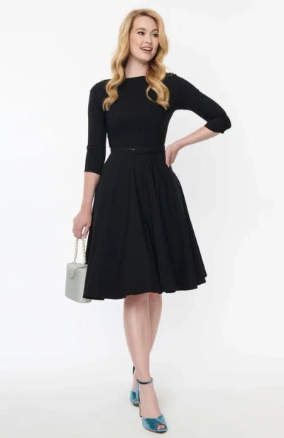Unique Vintage Devon Swing Dress In Black