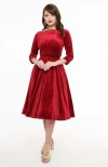 Unique Vintage Devon Swing Dress In Burgundy