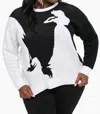 Unique Vintage Plus Size Long Sleeve Sweater In Black & White