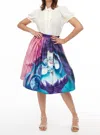 Unique Vintage Printed Woven Gellar Swing Skirt In Purple