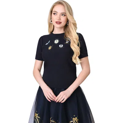Unique Vintage Embroidered Sweater In Blue