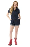 Unique Vintage Garage Style Romper In Blue