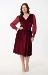Unique Vintage Half Sleeve Surplice Delores Swing Dress In Berry
