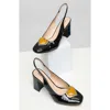 Unique Vintage Heart Leatherette Slingback Heels In Orange