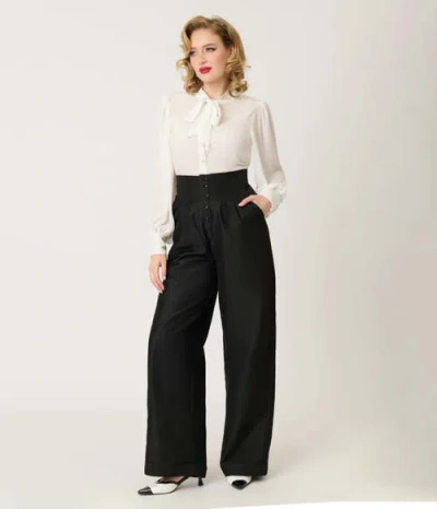 Unique Vintage High Waist Trouser In Black
