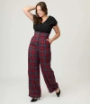 Unique Vintage Plus Size High Waist Trouser In Red