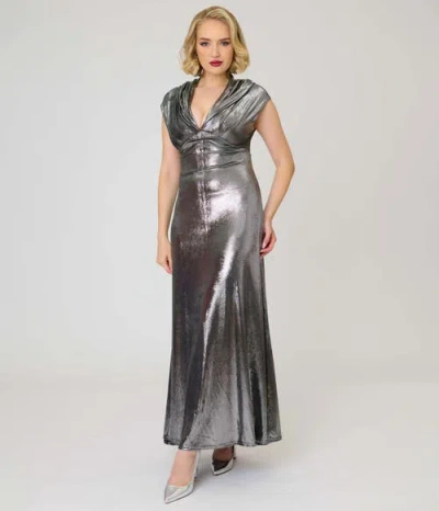 Unique Vintage Hooded Maxi Dress In Silver