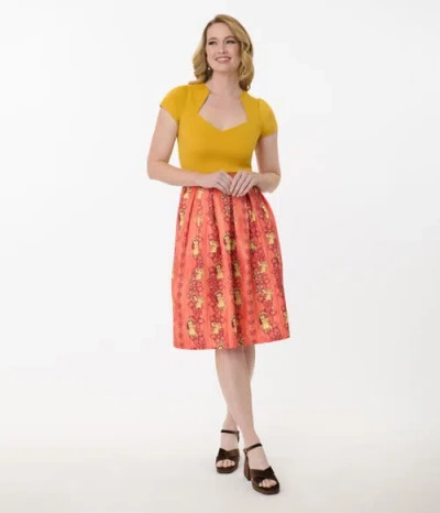 Unique Vintage Jayne Swing Skirt In Multi