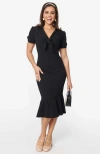 Unique Vintage Knit Holloway Peplum Wiggle Dress In Black