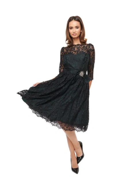 Unique Vintage Lace Swing Dress In Black
