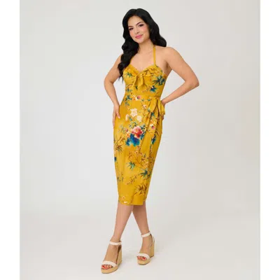 Unique Vintage Leilani Sleeveless Sarong Dress In Orange