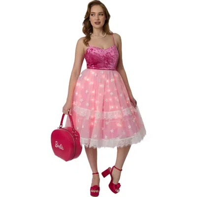 Unique Vintage Light Up Dream Glow Swing Dress In Pink Light Up