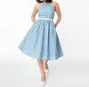 UNIQUE VINTAGE LOMBARD SWING DRESS IN CHAMBRAY