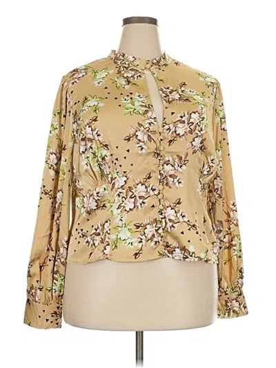 Pre-owned Unique Vintage Long Sleeve Blouse In Gold