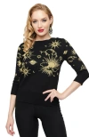 Unique Vintage Minou Sweater In Black & Gold