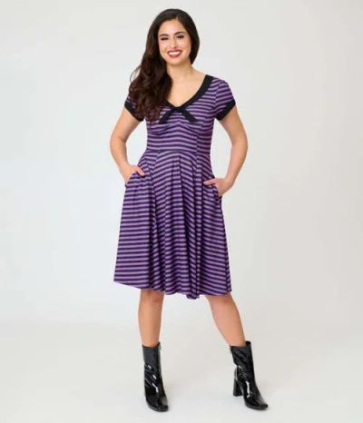 Unique Vintage Natalie Swing Dress In Purple