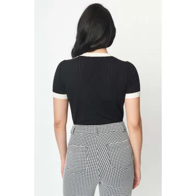 Unique Vintage Neck Tie Park City Sweater In Black & Cream