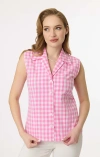 Unique Vintage Notched Collar Cotton Blouse