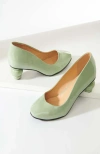 Unique Vintage Patent Leatherette Ball Heel Pumps In Green