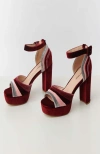 Unique Vintage Peep Toe Platform Heels In Burgundy