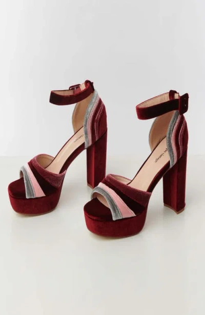 Unique Vintage Peep Toe Platform Heels In Burgundy