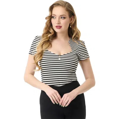 Unique Vintage Pentagon Collar Knit Top In Multi