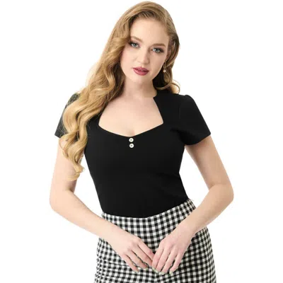 Unique Vintage Pentagon Collar Knit Top In Black