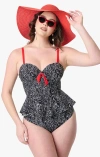 Unique Vintage Peplum Solana Tankini Swim Top In Black