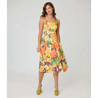 Unique Vintage Picnic Perfect Midi Dress In Multi