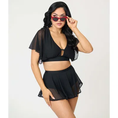 Unique Vintage Pin-up Coronado Swim Skirt In Black