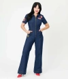 Unique Vintage Pit Crew Denim Jumpsuit In Blue